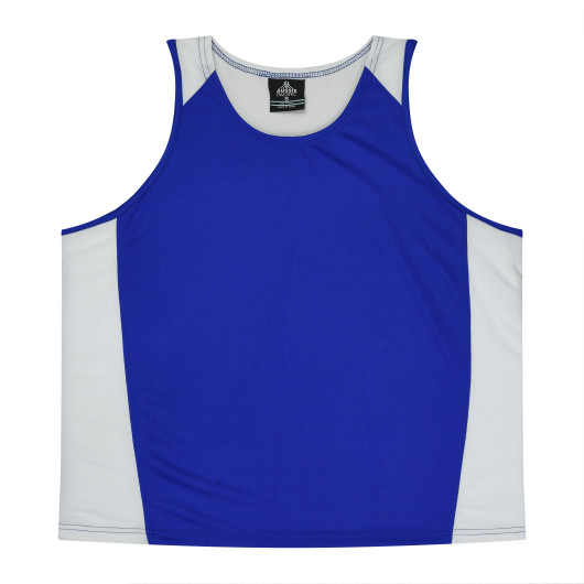 Mens Premier Sports Singlets Royal White